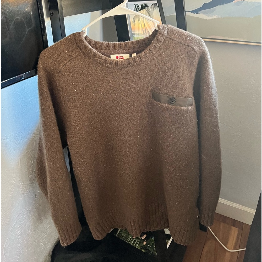 Fjallraven Brown Crewneck Sweater with Pocket Detail